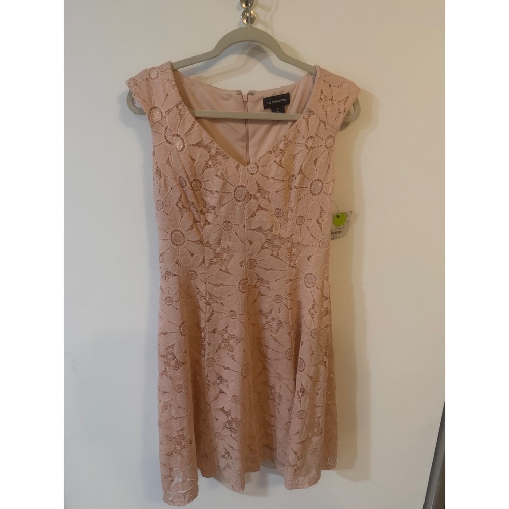 Liz Claiborne Pink Floral Lace V-Neck Cocktail Dress NWT Size 4
